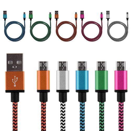 USB cable 2-in-1 1m&2m&3m Braided Copper Micro USB Data Copper Sync Charger Cable Cord for Cell Phone Hotsync & Charging