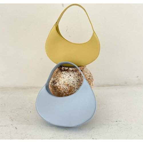 French Style Leather Shoulder Bag Crescent Armpit Small Handbags For Women Clutch Bags Solid Color Fashion Vintage Tote Purse