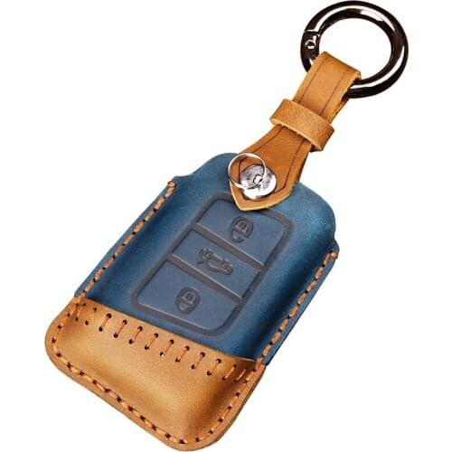 Leather Car Key Case for VW Volkswagen Tayron LAVIDA SAGITAR Tiguan Magotan Passat Smart Remote Cover Accessories