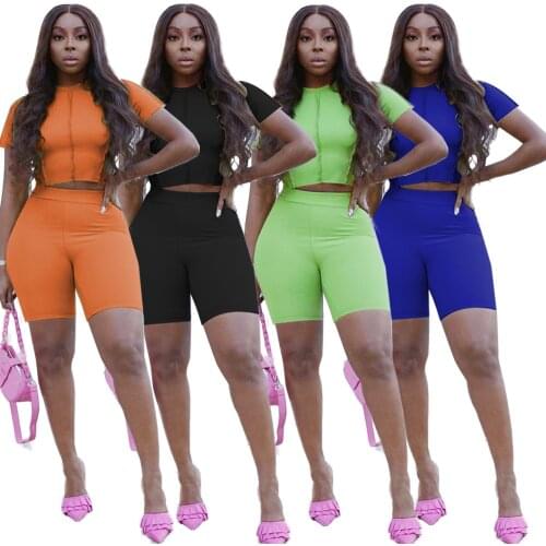 Summer New Style Womens Pure Color Fungus Two-Piece Leisure Suit