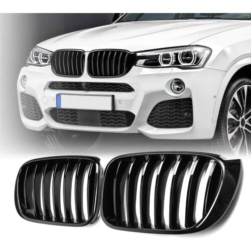 Gloss Matt Black Front Bumper Kidney Grille Mesh For BMW X3 F25 X4 F26 2014 2015 2016 2017 1-Slat ABS Replacement Car Styling