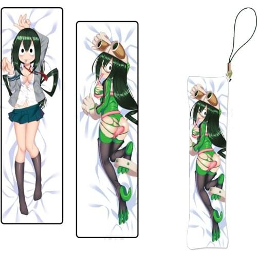 Cute Anime Keychain My Boku no Hero Academia Mini Dakimakura Strap Character Asui Tsuyu Cosplay Body Pillow Phone Strap Custom