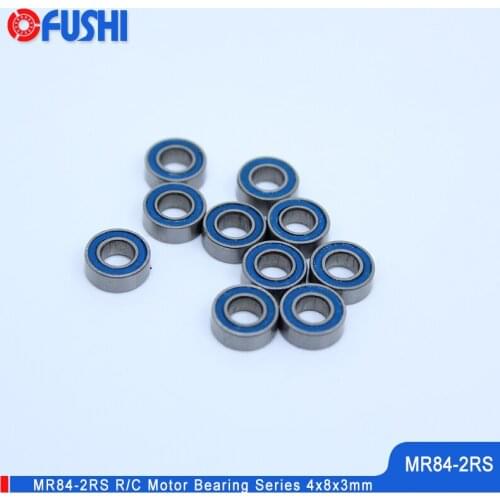MR84-2RS Bearing 10PCS 4x8x3mm Double Sealed Blue RC Motor Miniature MR84 RS Ball Bearing MR84 2RS