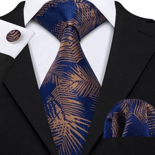 2018 8.5cm Blue Floral Neck Tie For Men Business Party 100% Silk Tie Set Barry.Wang Fashion Design Neckwear Dropshipping LS-5011