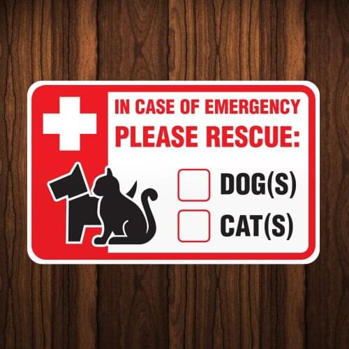 ANIMAL RESCUE WARNING STICKER - Pet Dog Puppy Cat Kitten Inside Home Car House