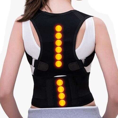 Adjustable Double Elastic Band Magnetic Therapy Shoulder Spine Back Posture Corrector Lumbar Support Brace Belt Pain Relief Men