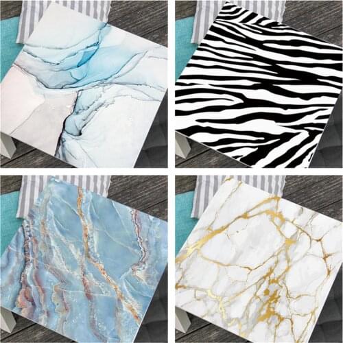 Streamline Marble Abstract Art Zebra Table Sticker Self-adhesive Wallpaper Renovation Furniture Desktop Decoration Accessories