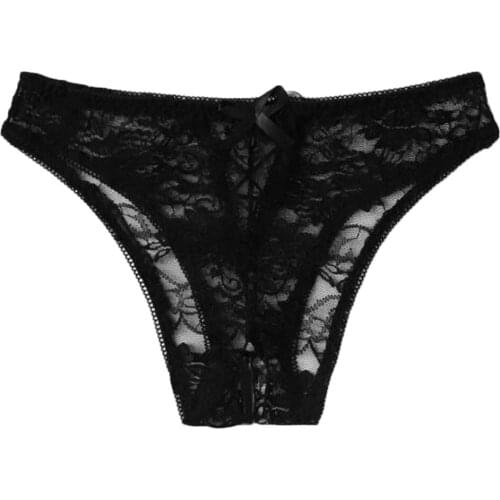 Sexy Low Waist Womens Panties Open Crotch Seamless Bowknot Women Underpants Floral Pattern Lace Briefs Female Underwear