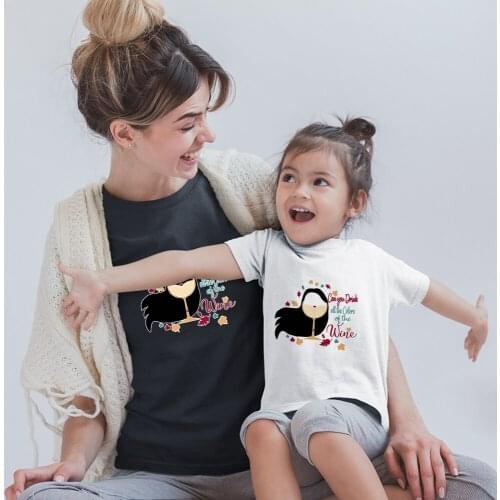 Black White Family Clothes Disney Fashion Dropship Kawaii Baby Girl Boy Adult Unisex Harajuku Letters Print Wine Glass Princess