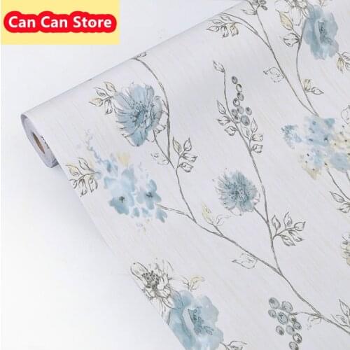 Blue Floral Wallpaper Removable Contact Paper Floral Peel and Stick Wallpaper Modern Self-Adhesive Waterproof