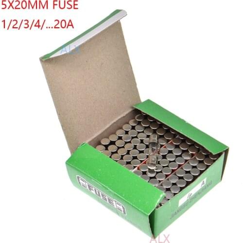 100PCS 5*20MM GLASS Quick Blow FUSE 5*20 Fast Blow insurance tube 5X20MM 5X20 250V 0.1A/0.5A/1A/2A/3A/4A/5A/6A/8A/10A/15A/20A/12
