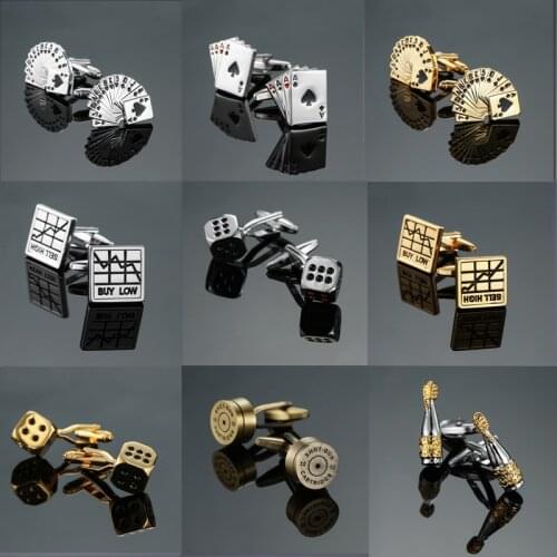 XK-970 Free delivery, high quality mens shirts fashion brands jewelry cuff links dice / wine bottles / poker / bullet cufflinks