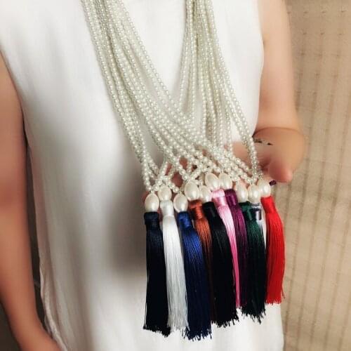 Fashion Tassel Long Necklace Natural Freshwater Pearl Beads Collar Sweater Chain Necklaces for Women Boho Party Gift Jewelry