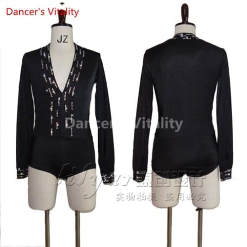 2017Male Latin v collar Dancing Tops Dancing Tops Showing Wear Adult Original Clothes Man Long sleeves Latin Dance Tops