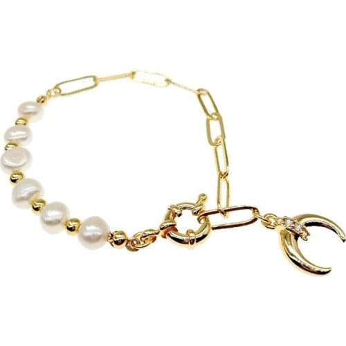 24K Gold Filled Freshwater Cultured Pearl Twisted Cable Bangle Handmade Bracelet Jewelry for Women Popular Mature Girl