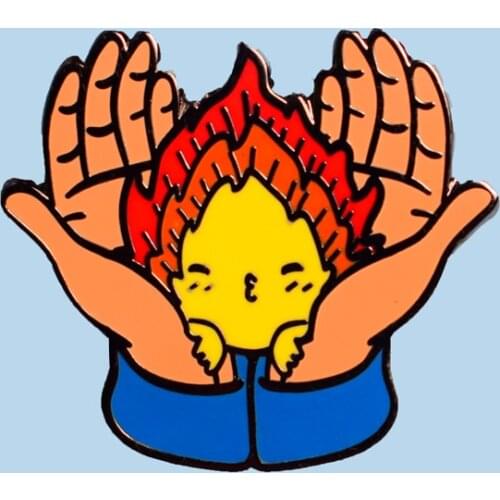 Howls Moving Castles Calcifer Hard Enamel Pin Kawaii Cartoons Flame Brooch Medal Accessories Miyazaki Hayaos Movie Fans Gift