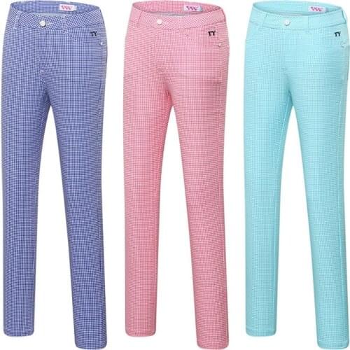 Women Plaid Golf Clubs Pants Women Sports High Elasticity Trousers Slimming Breathable Tennis Training Clothing D0966