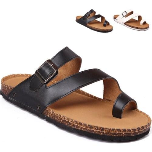 Lovers Cork Slippers Mens Summer Flip Flip Non-slip Beach Sandals Casual Slippers