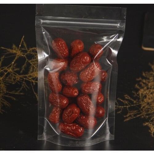 Ferimo 100pcs Thickening transparent self-supporting bag plastic packaging self sealing bags snack food storage bag