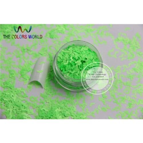 N-1 Size :5mm Solvent Resistant Neon Green color Glitter Bat shape spangles for Nail Art and DIY supplies1pack=50g