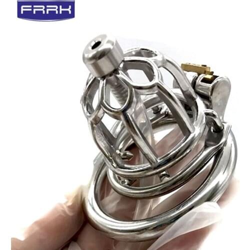 FRRK, Unique Design, Male Chastity Device, Stainless Steel Chastity Cage with Bow Shaped Penis Ring, Penis Ring, Sex Toys for Me