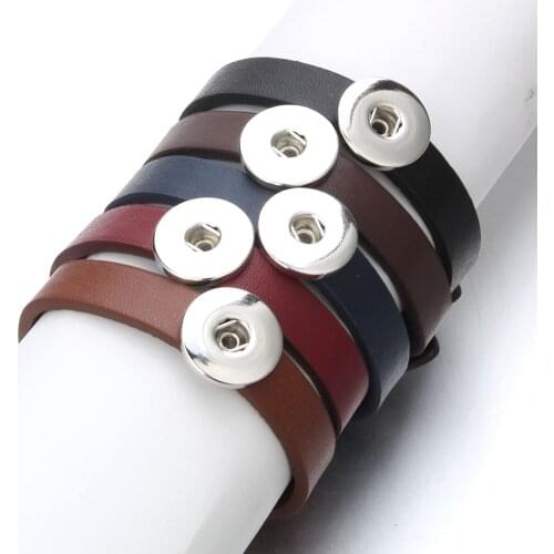 Hot Sale Bohemian Leather Snap Button Bracelet Fit 18mm Snap Buttons Jewelry Simple Leather Snap Bracelet for Women Men Jewelry