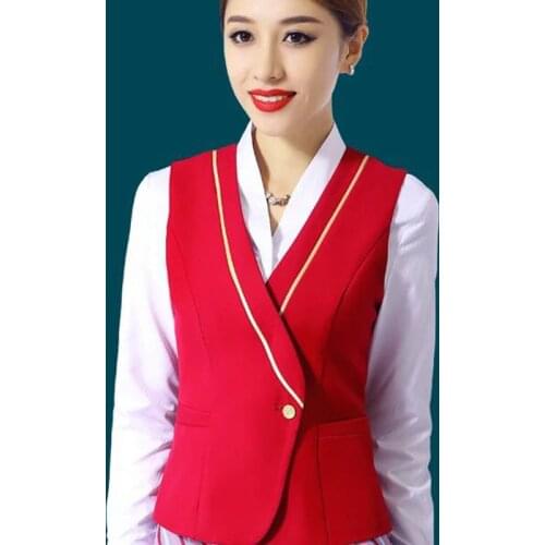 New Airlines Flight Attendant Uniforms Work Wear Ladies Vest and Skirt/Trousers Set Hotel Uniforms Beauty Work Clothes