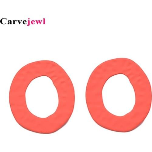 Carvejewl Big coating colorful Stud Earrings for Women Gold color hammered surface Geometric Exaggerated Ear Jewelry Accessories