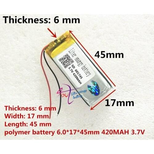 Best battery brand 3.7V lithium polymer battery 061745 601745 420MAH camera pen recorder Bluetooth wireless mouse battery