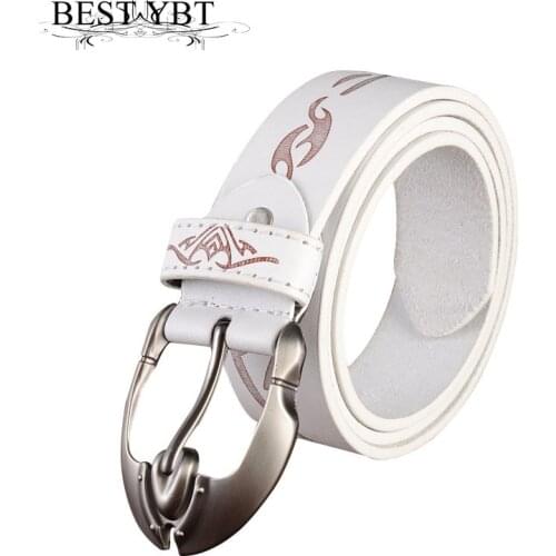 Best YBT Men Imitation Leather Belt Alloy Pin Buckle Belt Fashion Casual Cowboy Pants Decoration Youth Personality Student Belt