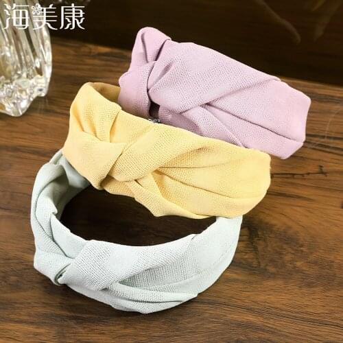 Haimeikang Fashion Fabric Knotted Headband Solid Soft HairBand Simple Pure Color Vintage Hair Hoop Women girls Hair Accessories
