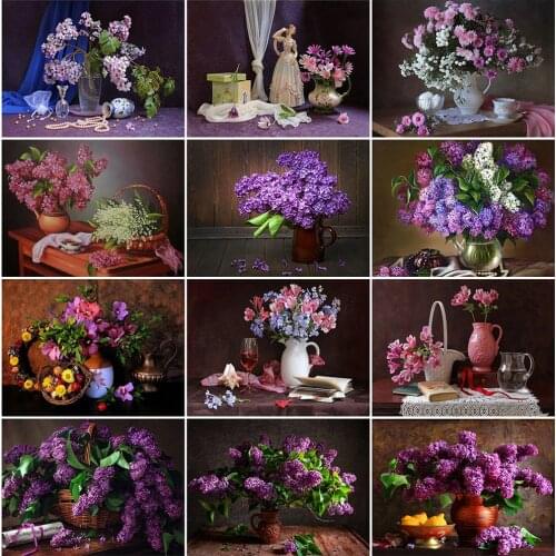 MomoArt Diamond Embroidery Lilac Picture Of Rhinestones Diamond Painting Flowers Full Square Mosaic Cross Stitch Handmade Hobby