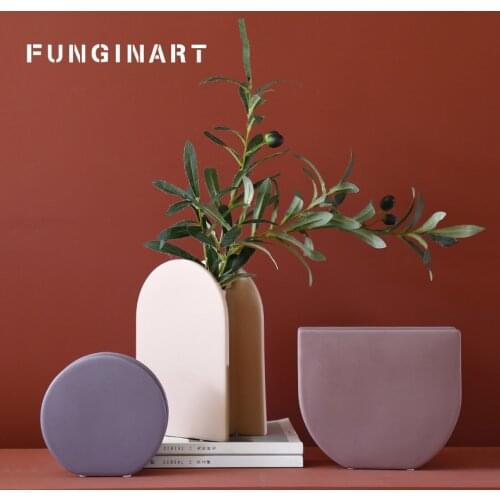 Morandi Home Decor Ceramic Vase Flower Arrangement Handmade Nordic Living Room Decoration Accessories Hotel Tabletop Decorations