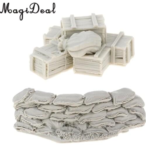 1/35 Resin Soldier Model Scene Accessories Set Sandbags Wall Ammunition Boxes & Bags Full Set Unpainted Kit
