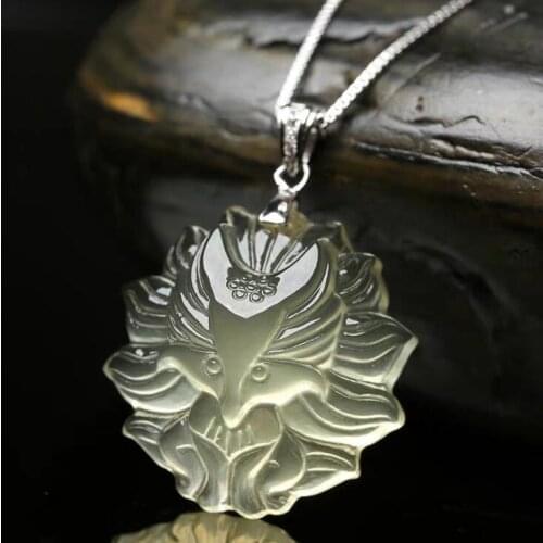 Natural topaz nine-tailed fox pendant small fox necklace fortune pendant female male crystal jewelry transfer to help the cause