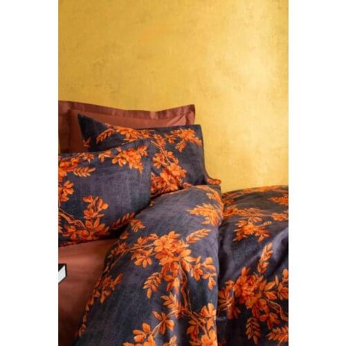 Neptune-glenda Satin cotton bedding set bedding set home set duvet cover patterned color and mustard, blue, copper color bedset