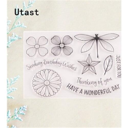 Flower Leaf Dragonfly Clear Silicone Stamps /Transparent Rubber Stamp for DIY Scrapbooking /Photo Album Decorative Craft Making