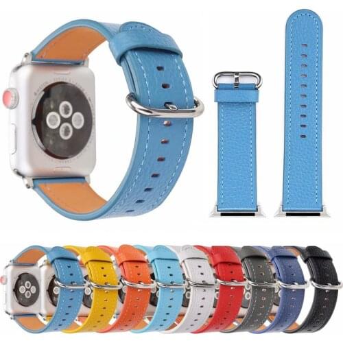 Genuine Leather Strap for Apple Watch 6 SE 5 4 4 42mm 38mm 40mm 44mm Bracelet Belt Band for IWatch 6 5 4 3 2 Replace Wristband