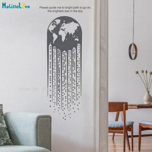 The Earth With Quotes Guide Me To Bright Path To Go On Vinyl Decals Removable Stickers New Design YT6170