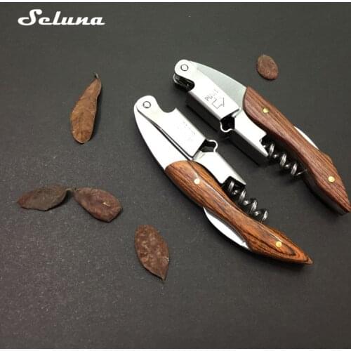 Stainless Steel Corkscrew Wine Key Beer Bottle Opener Foil Cutter Wood Handle Openers Waiters Friend Corkscrews Sommelier Knife