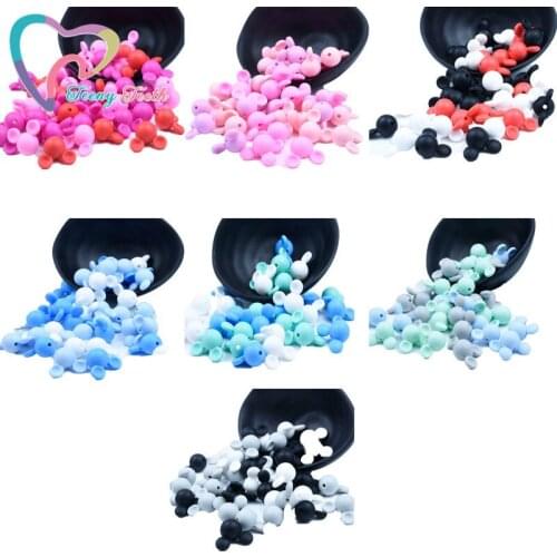 20 PCS Silicone Mickey Teether Loose Beads DIY Baby Animal Mouse Pacifier Dummy Teething Montessori Jewelry Making Toy Beads