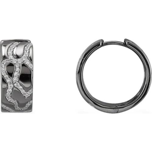 SOELLE Fashion Real 925 Sterling Silver Blak Grey Camouflage Hoop Earrings with High Quality Zirconia Women Luxury Brand Jewelry