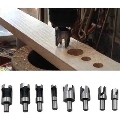 8Pcs 5/8 "1/2" 3/8 "1/4" carbon steel wood plug hole shank 16mm 10mm drill / set 6/10/13 O6Y6