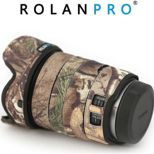 ROLANPRO Lens Coat Camouflage Rain Cover for Canon RF 24-105mm f4L IS USM Lens Protective Sleeve Guns Protection Case Clothing