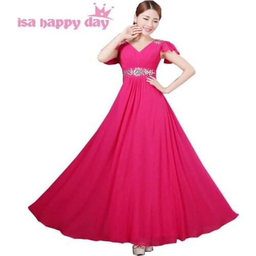 Women red party dress cap sleeved and long brides maid wear chiffon bridesmaid plus size formal dresses custom made size B3328