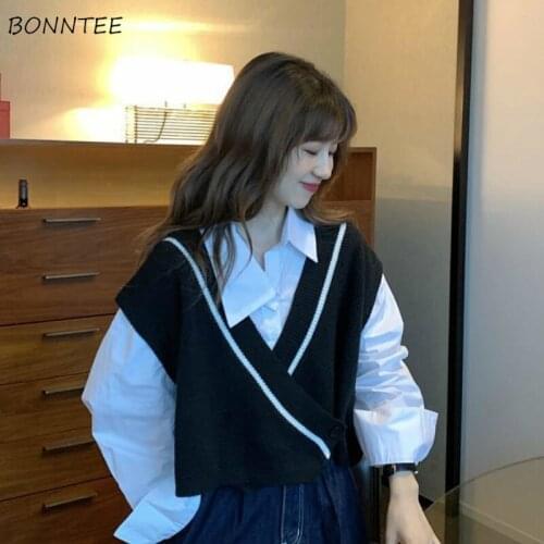 Sweater Vest Women Stylish Casual Simple College Striped Single Button All Match Female Korean Style Sleeveless V-Neck Spring