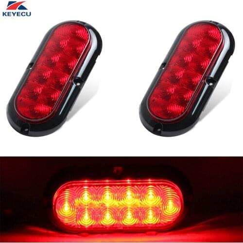 KEYECU 2 Pieces Red 10 LED 6" Truck Trailer Trail Bus Side Marker Stop Brake Tail LED Lights