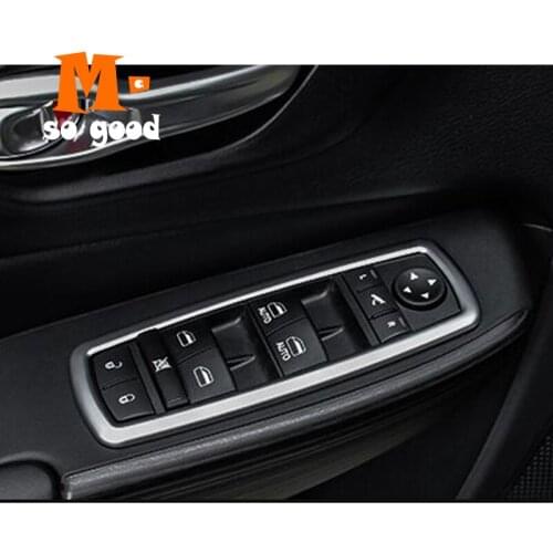 2014 2015 2016 2017 2018 For Jeep Cherokee KL Car ABS Chrome Door Window Glass Lift Control Switch Panel Cover Trim Accessories