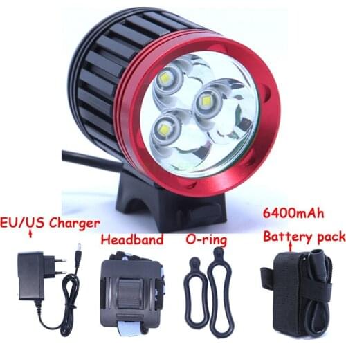 3T6 LED Bicycle Light 3 XM-L T6 3800Lm bike light 4 Mode Super Bright Bike Front Light + Battery Pack + Charger