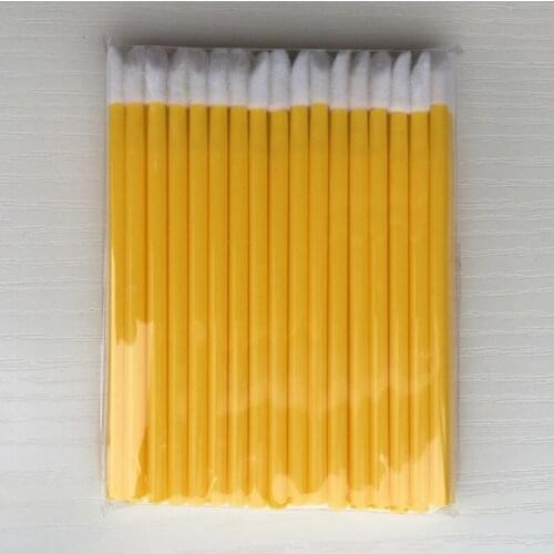 50pcs Yellow Flocked Tips Disposable lip Brush Wand Applicator Lip Gloss Lip Liner Lipstick Mascara Makeup Tool Straight Handle